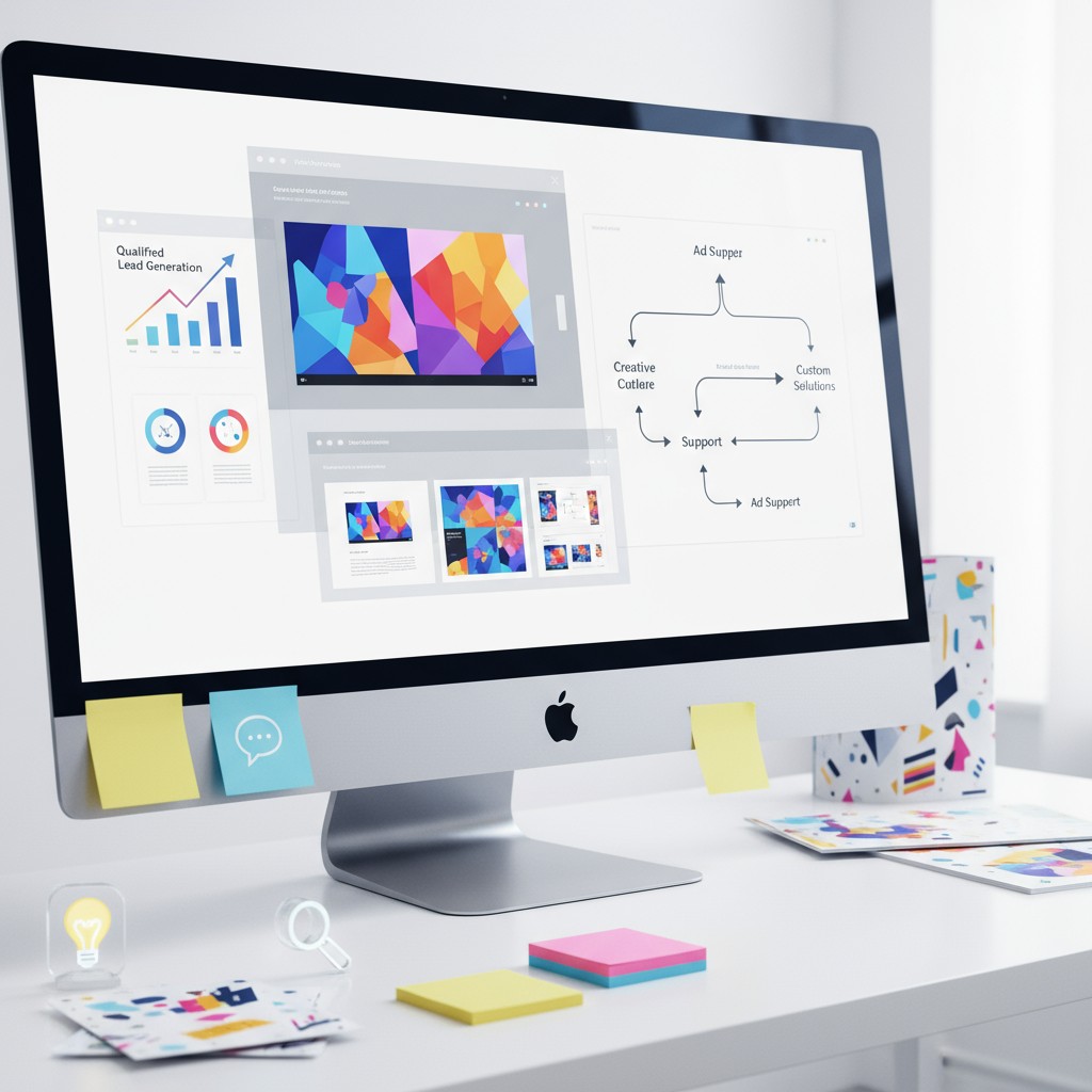 Objects on a desktop in front of a computer monitor.